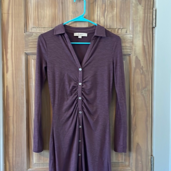 Purple Fitted long Button-Down Dress - Picture 1 of 5